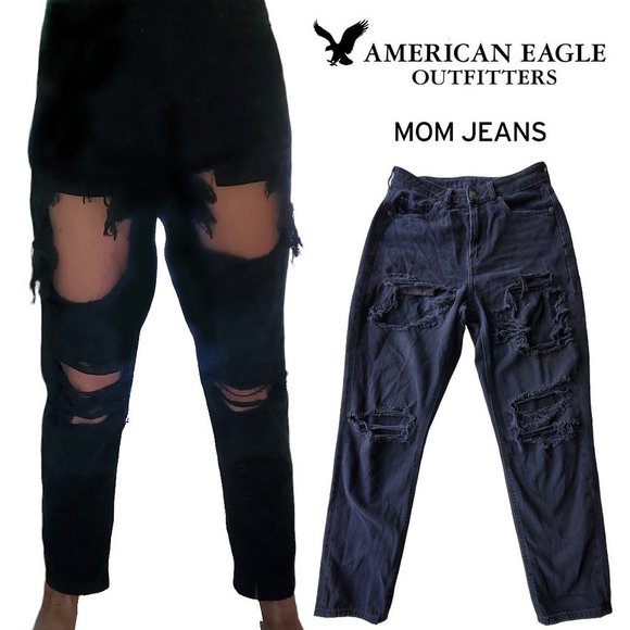 American Eagle Outfitters Denim - American Eagle Super Distressed RIpped MOM Jeans Super High Rise High Waist 6